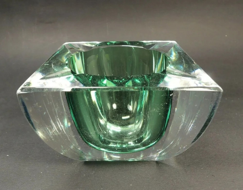 Val St Lambert Heavy Modern Glass Ashtray