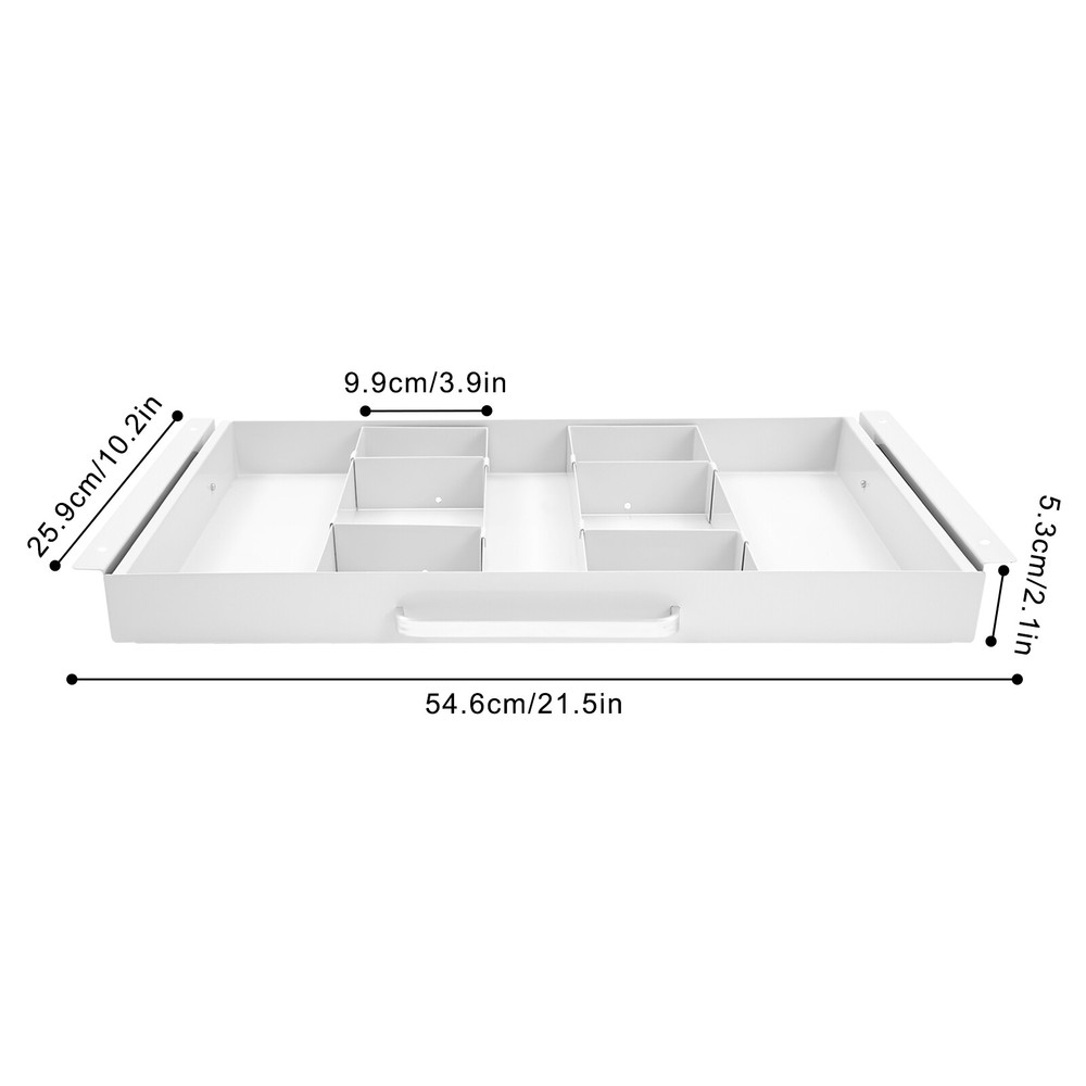 White 21.5" Under Desk Mounted Sliding Pull-out Drawer For Standing Desks