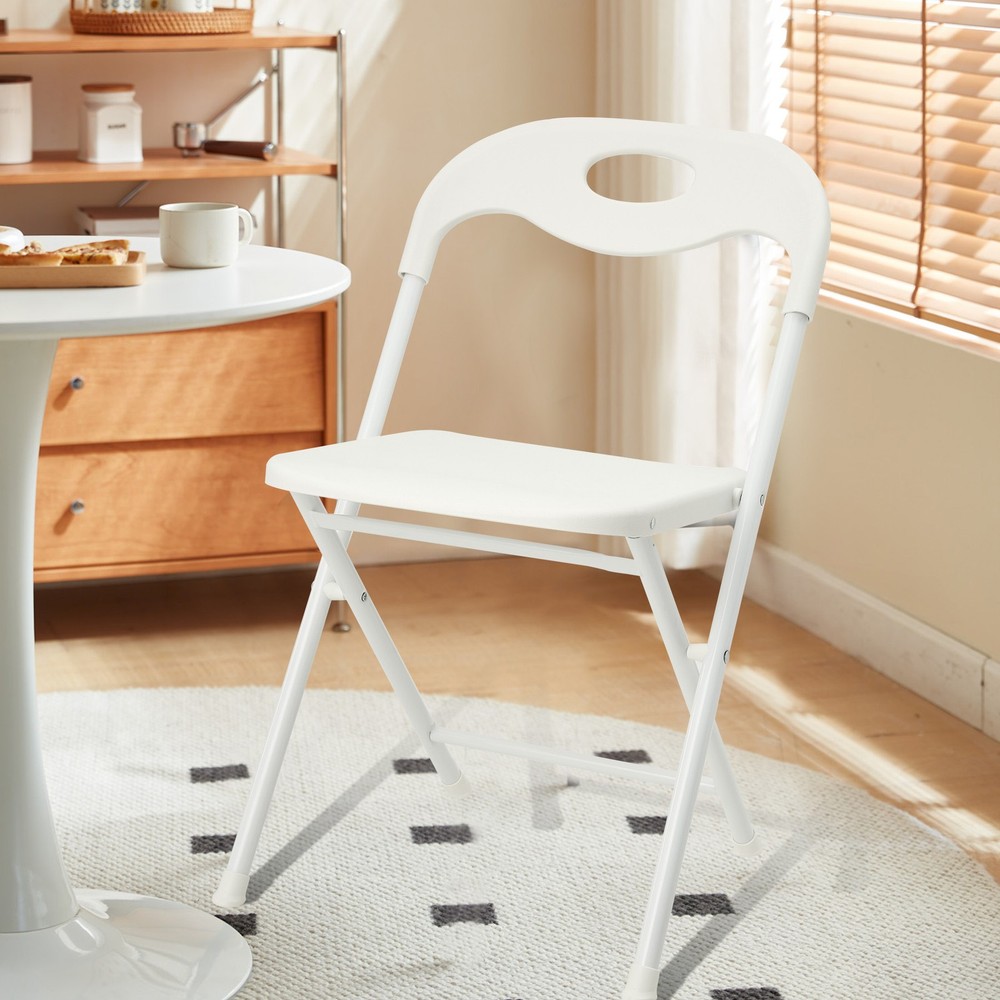 4-Pack White Stainless Steel Folding Chairs - Heavy-Duty 800lb Capacity, Stack