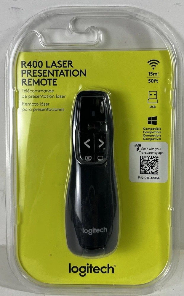 New Logitech R400 Laser Presentation Remote - Black