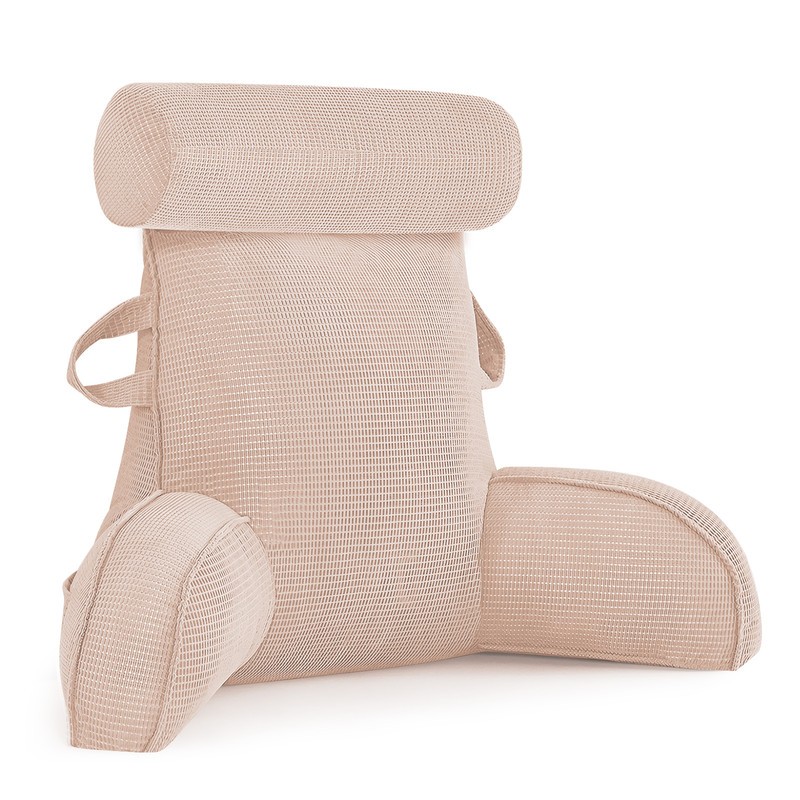 Reading Pillow with Arms Soft Backrest Support Pillow with Side Pocket