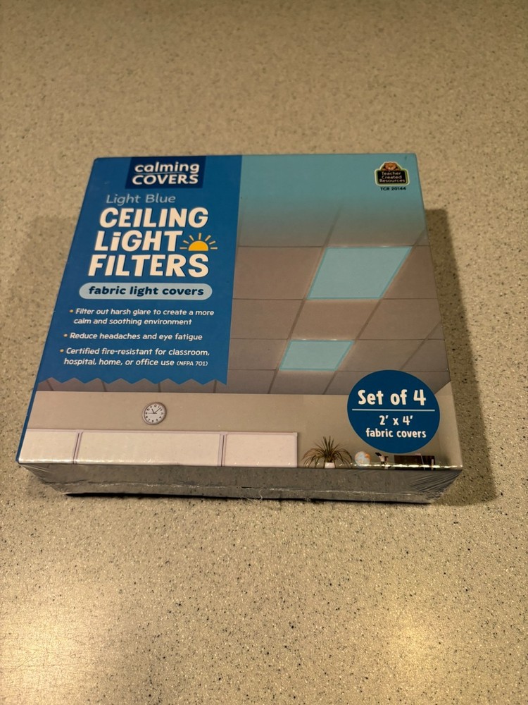 Calming Covers, Light Blue, Ceiling Light Filters EASY INSTALLATION -NIB