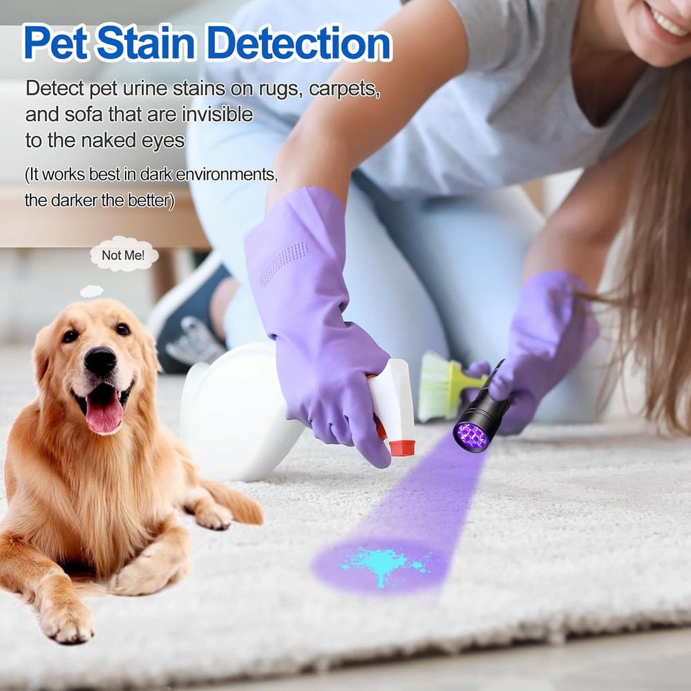 UV Blacklight Flashlight for Detecting Pet Urine & Stains