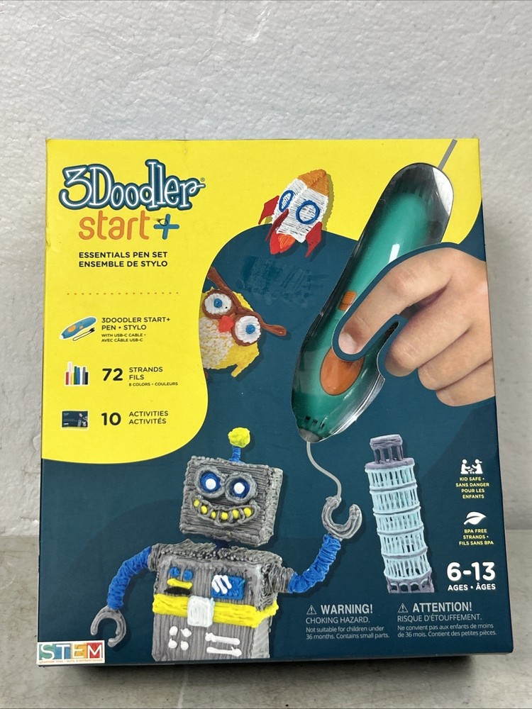 3Doodler Start + Essentials 3D Printing Pen Set Light Blue NEW