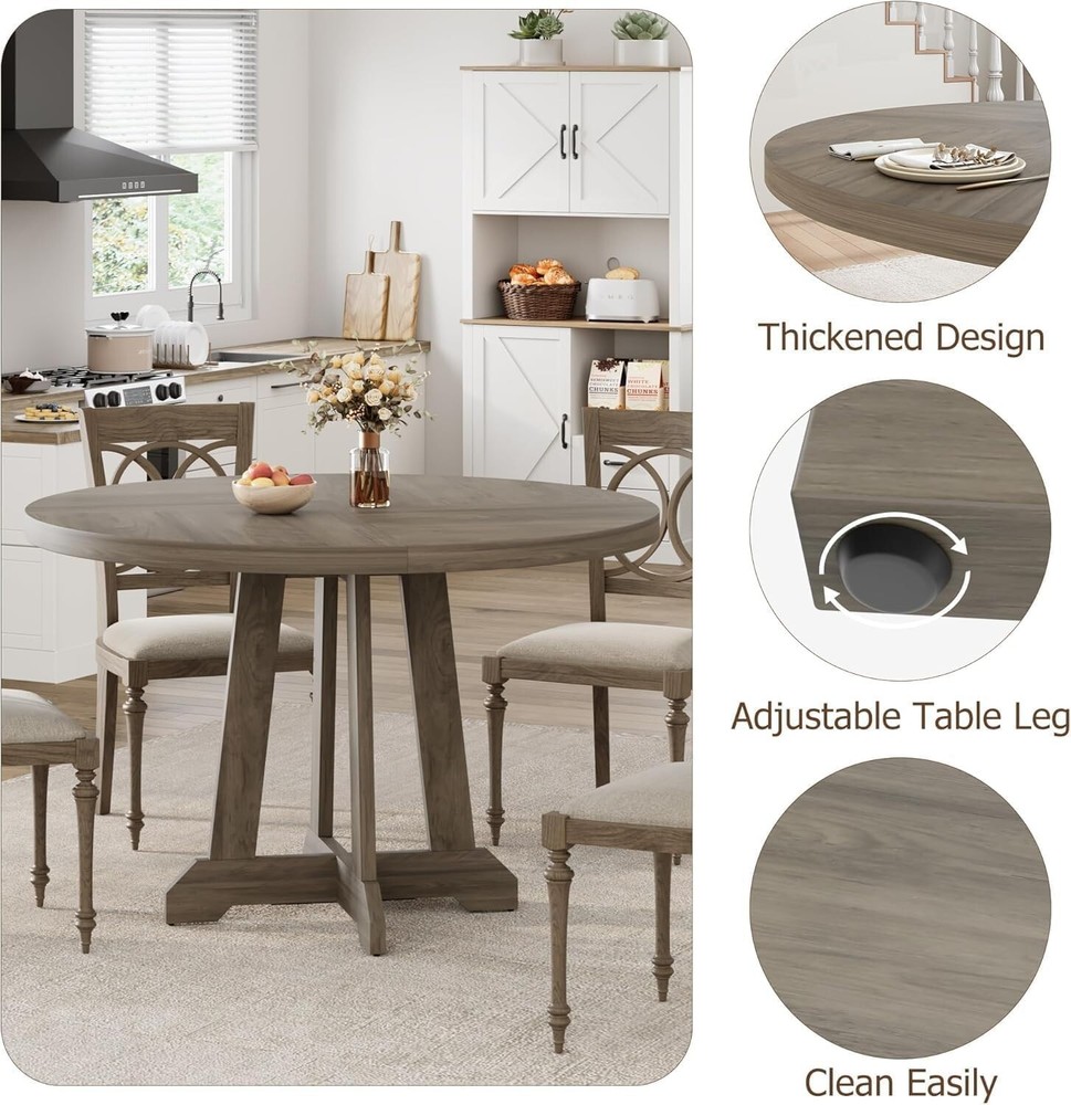 47" Round Dining Table for 4-6 People Large Circle Table Rustic (No chairs)