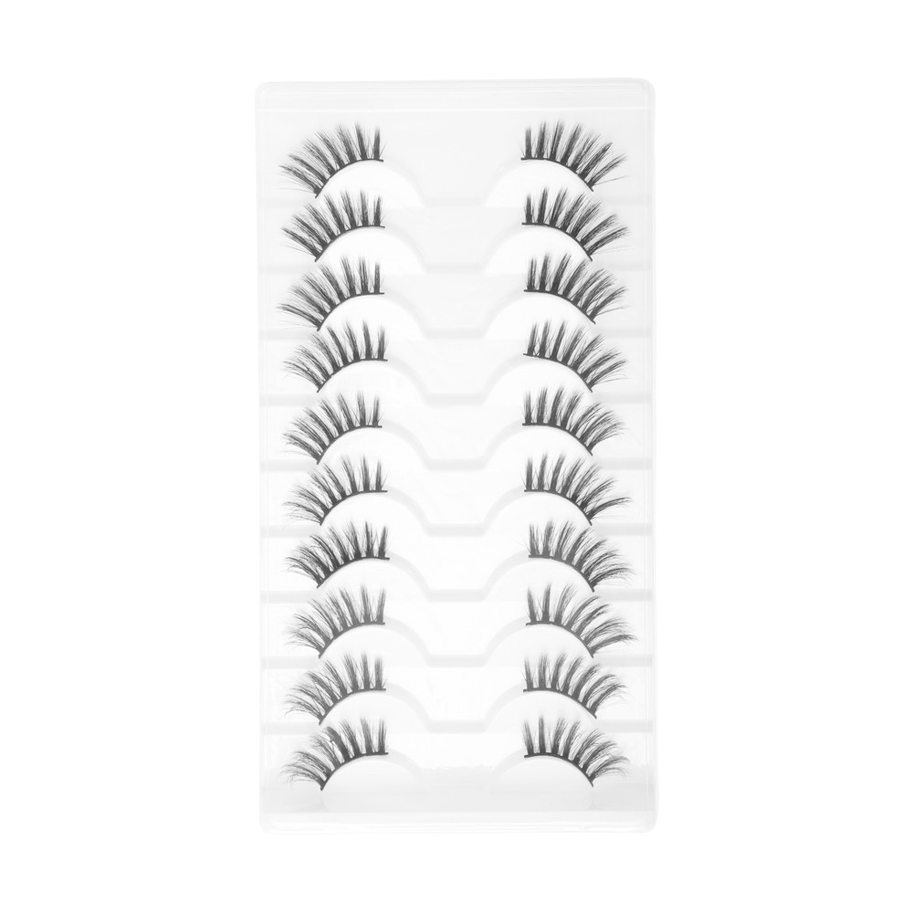 Dense False Eyelashes for Makeup Black J07 10 Pair