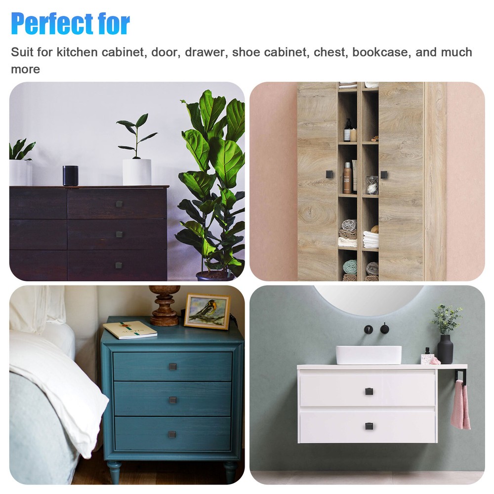 Square Cabinet Knob Pull Handle Drawer Knobs Kitchen Cupboard Door Hardware LOT