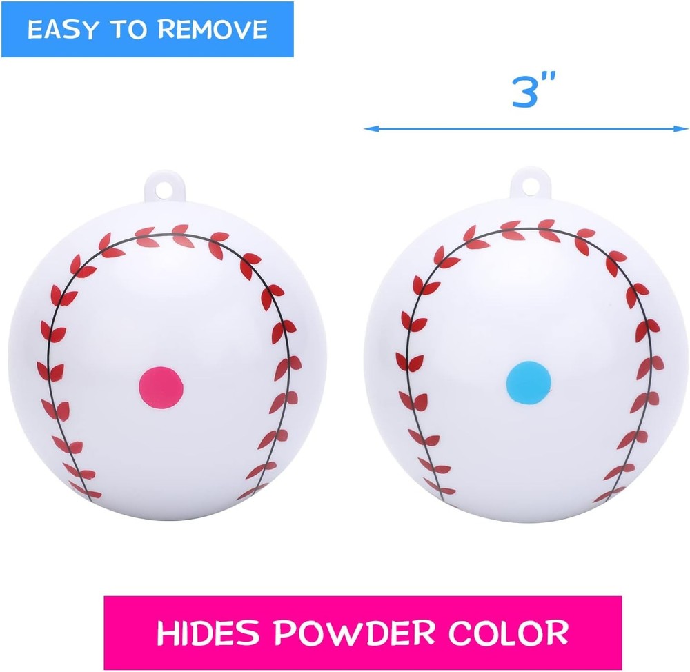 2PC Gender Reveal Baseball Pink & Blue Exploding Powder Baseballs Celebrate