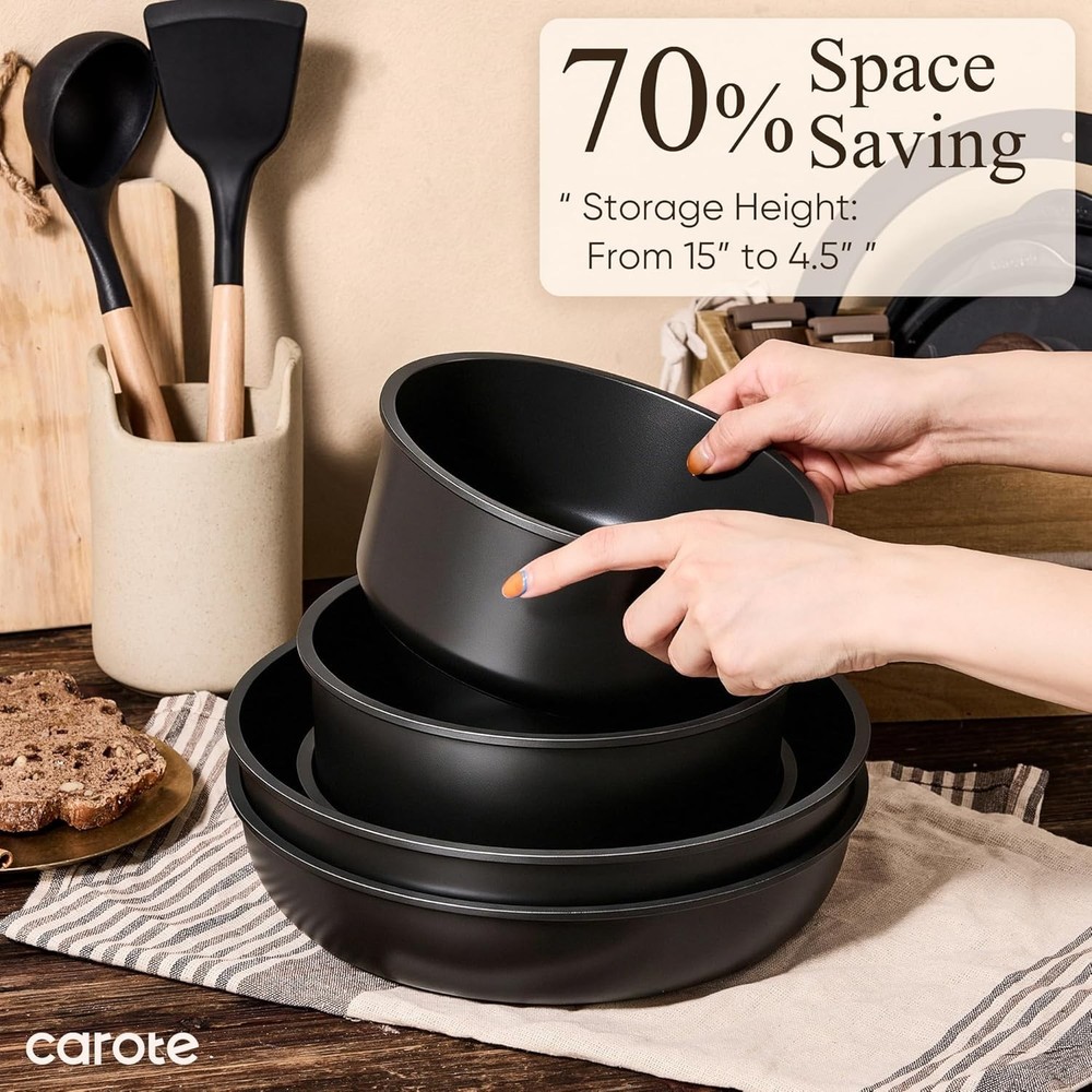 19pcs Pots and Pans Non Stick, Cookware Sets Detachable Handle, Induction Kit...
