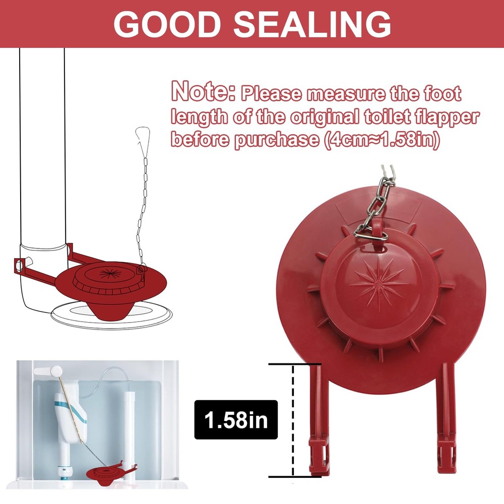 2 Pack 2-Inch Toilet Flapper Replacement Kit – Fix Running Toilets & Ghost Fl...