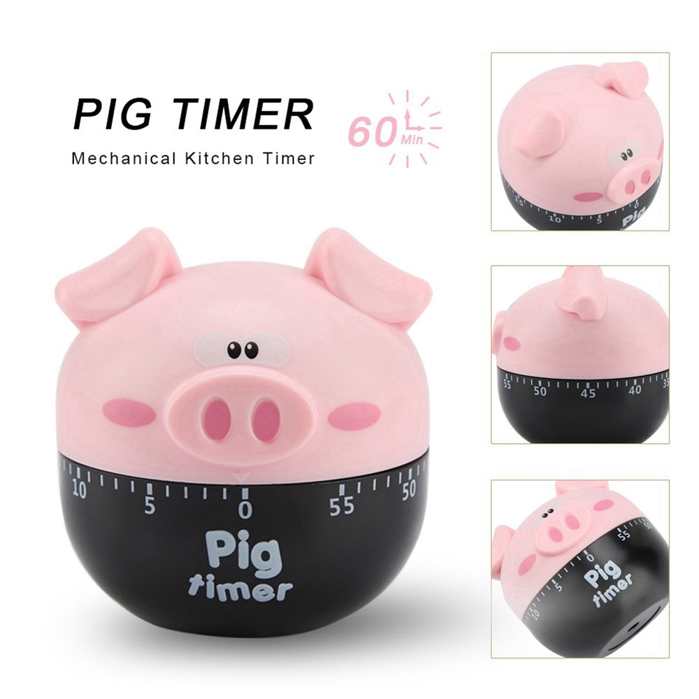 Cartoon Pig Kitchen Mechanical Timer Pink