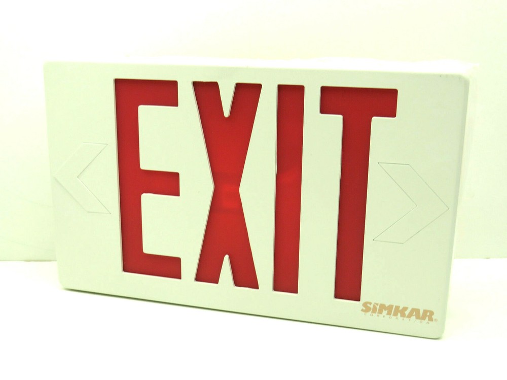 Simkar SLEDBRW Emergency Red LED Exit Light with Battery Backup 120/277V