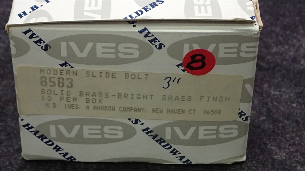 Ives 85B3 3" Modern Slide Bolt, Solid Brass - Bright Brass Finish (G17)