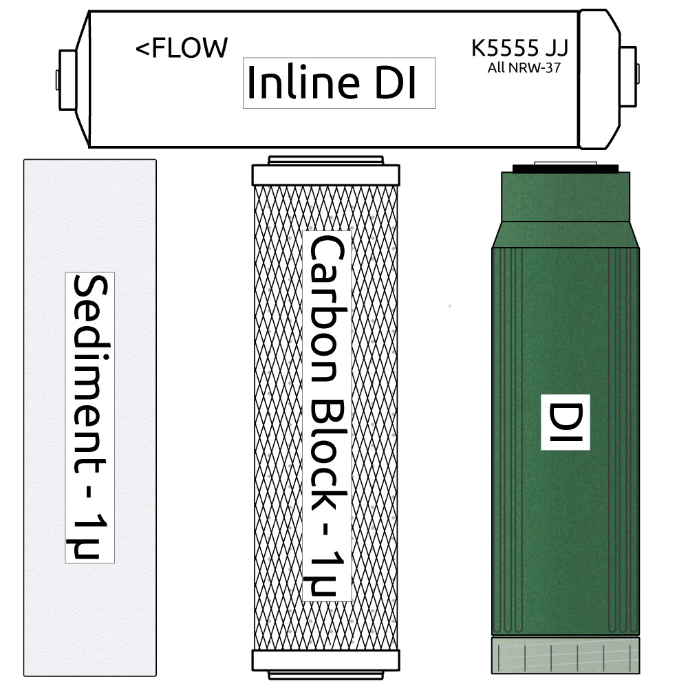 AFK-Psi replacement filter kit aquarium DI, sediment, carbon block, inline DI