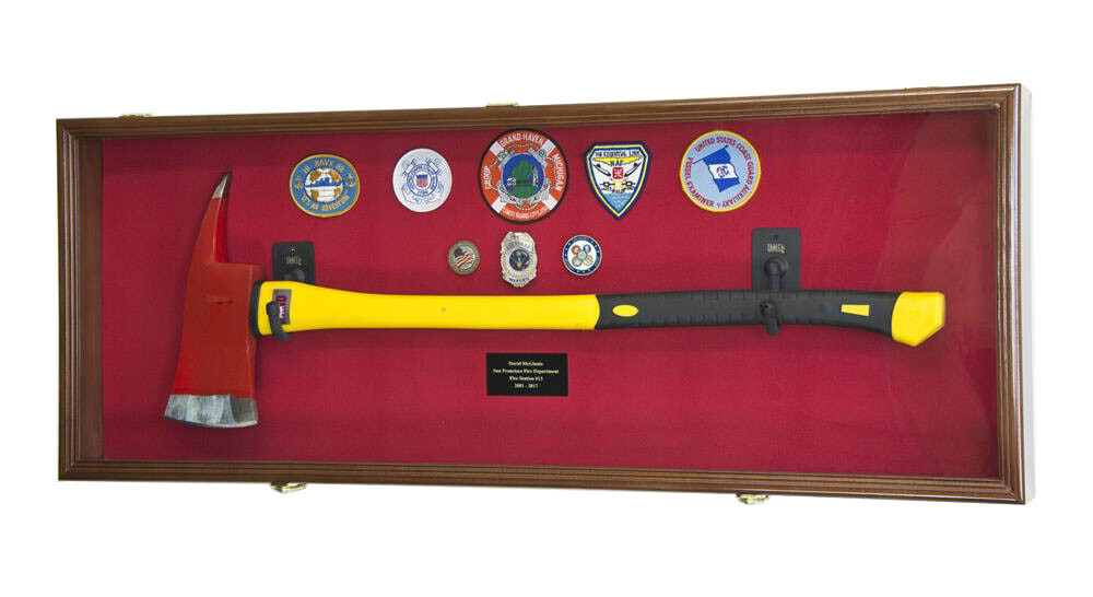 Firefighter Fireman Axe Display Case Cabinet Holder - 98% UV Lockable Fire Men