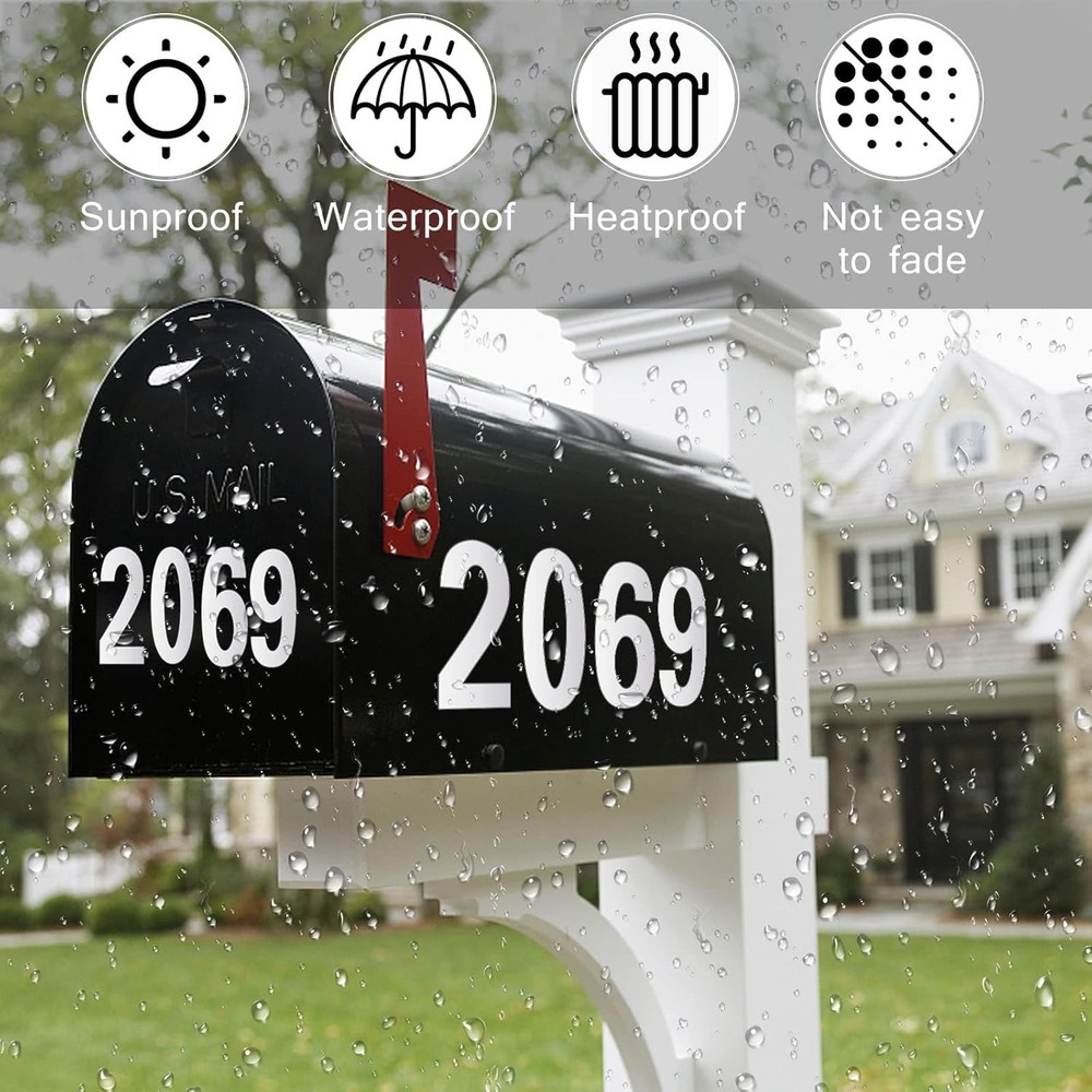 White Mailbox Numbers Reflective - 5 Sets 3 Inch,