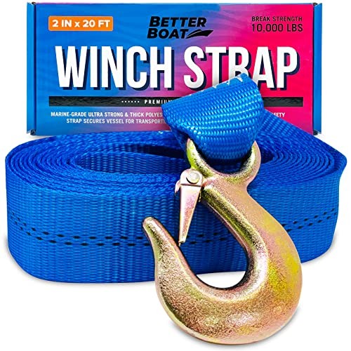 Boat Trailer Winch Strap with Hook, Heavy Duty Replacement for Hand 10000 Lbs