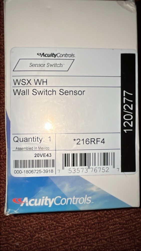 Acuity Controls Sensor Switch WSX WH Wall Switch Sensor 120/277