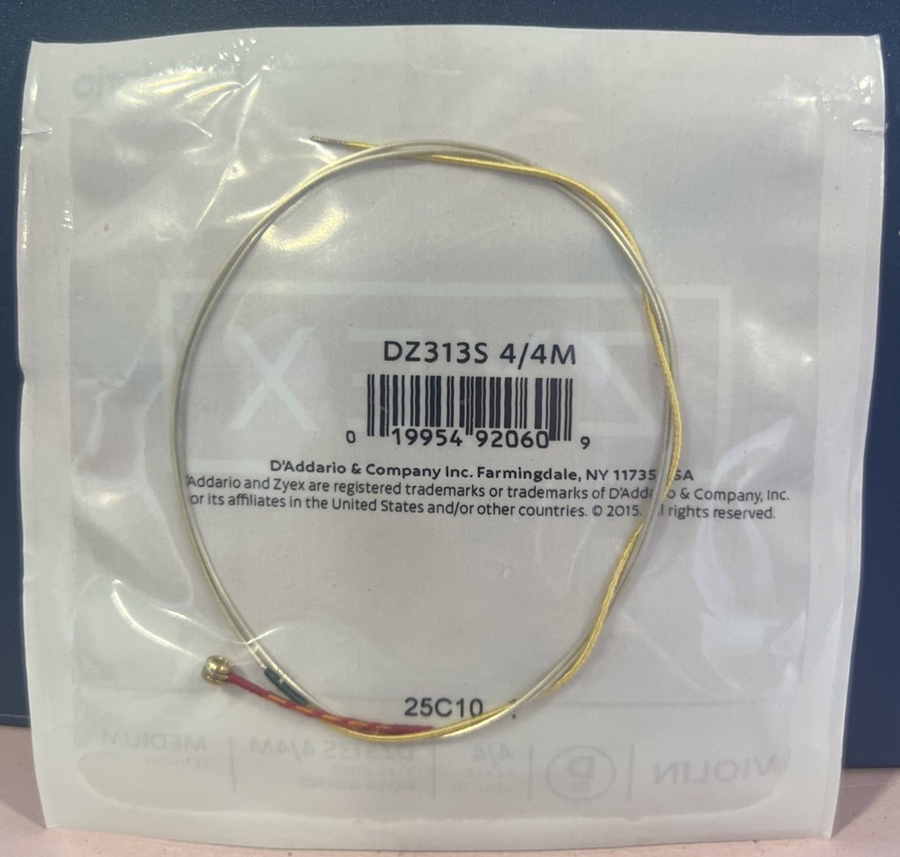 Single Silver Violin D String 4/4 Scale Medium Tension Wound Zyex