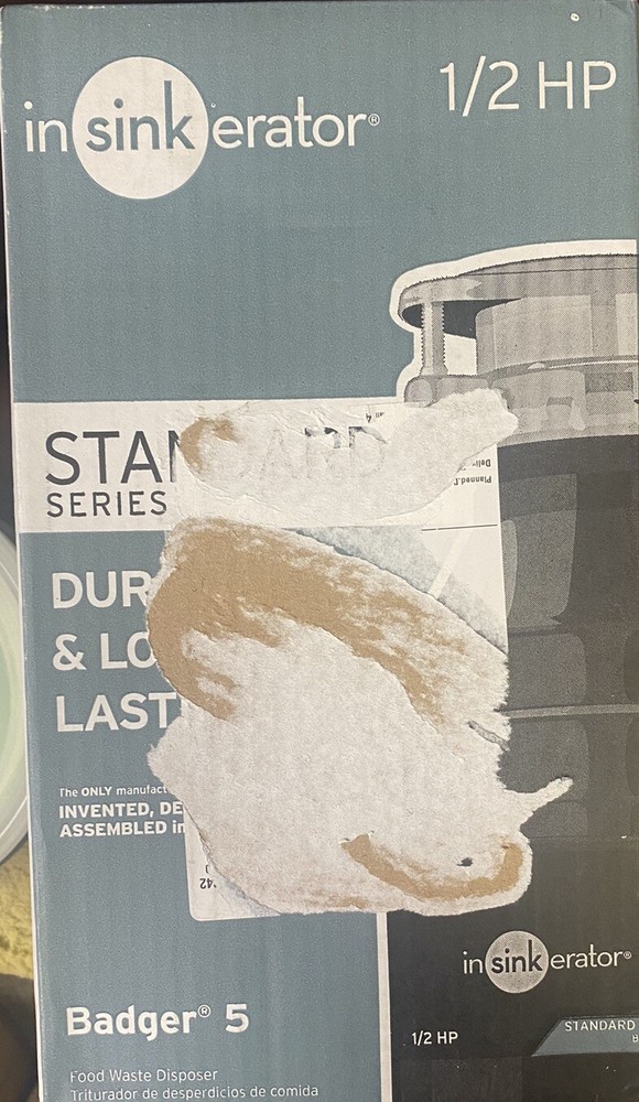 Insinkerator Badger 5 Standard Series 1/2 HP Garbage Disposal BRAND NEW