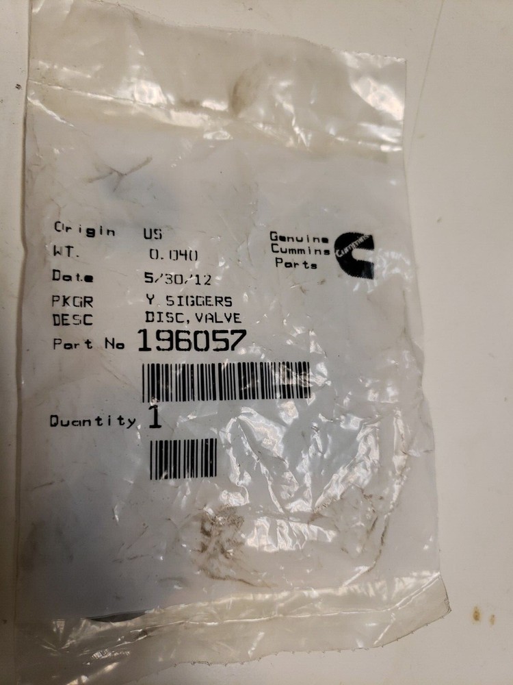 Cummins DISC,VALVE 196057