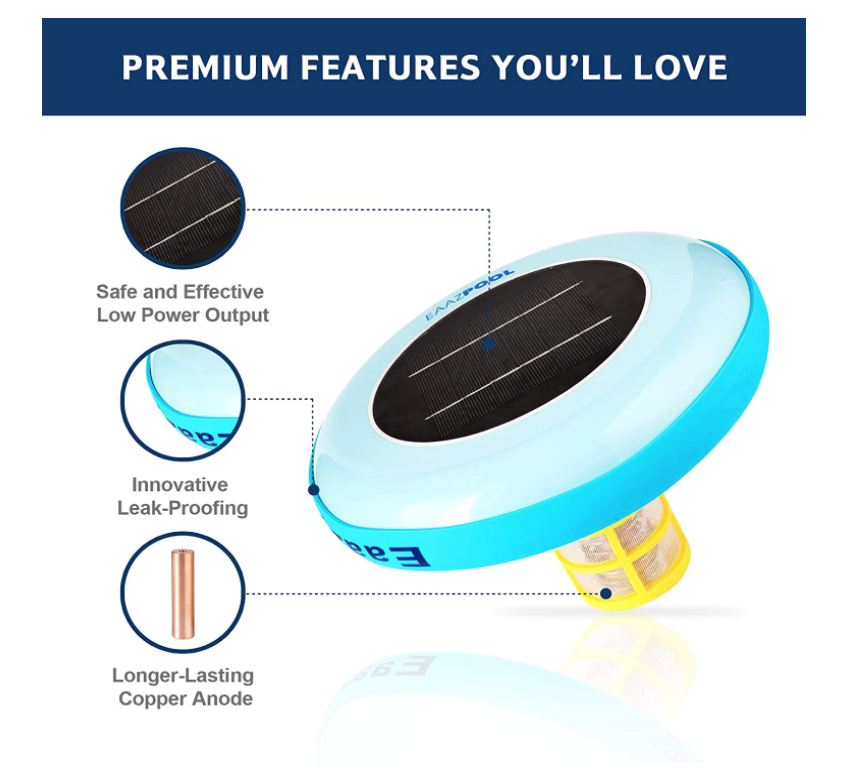 EAAZPOOL Solar Pool Ionizer | Pool Cleaning Device | Purifies Pool Water