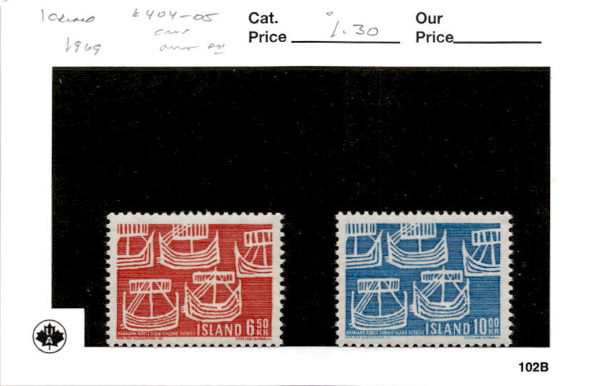 Iceland, Postage Stamp, #404-405 Mint NH, 1969 Ships (AC)