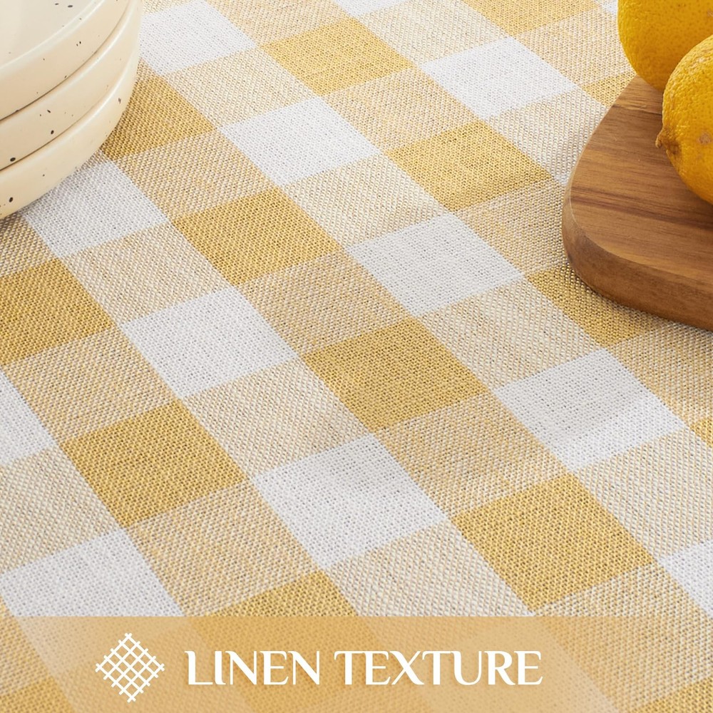 Softalker Checkered Tablecloth 55" x 84" (Rectangular), Yellow Plaid