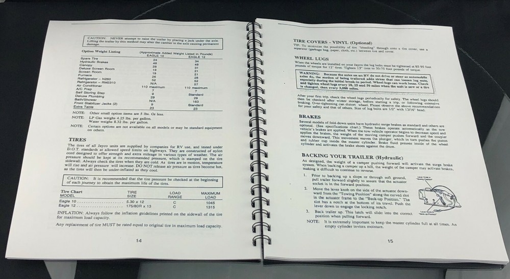 1999 Eagle Jayco Fold-Down Pop-Up Tent Trailer Owners Manual