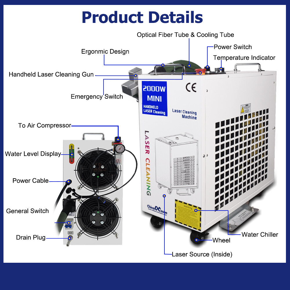 BWT 2000W Laser Rust Removal Machine Handheld Laser Cleaning Double Pendulum