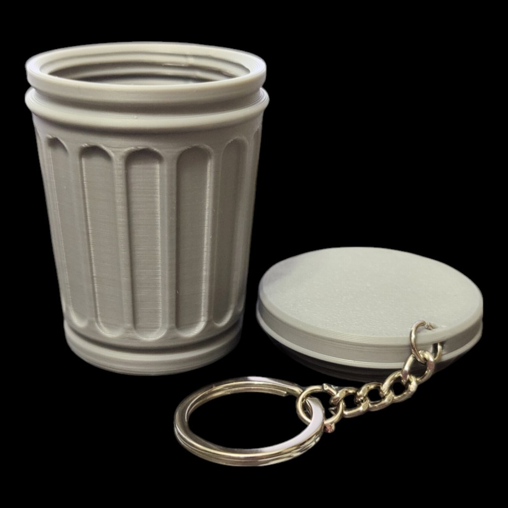 Mini Trash Can Keychain with Removable Lid – 3D Printed