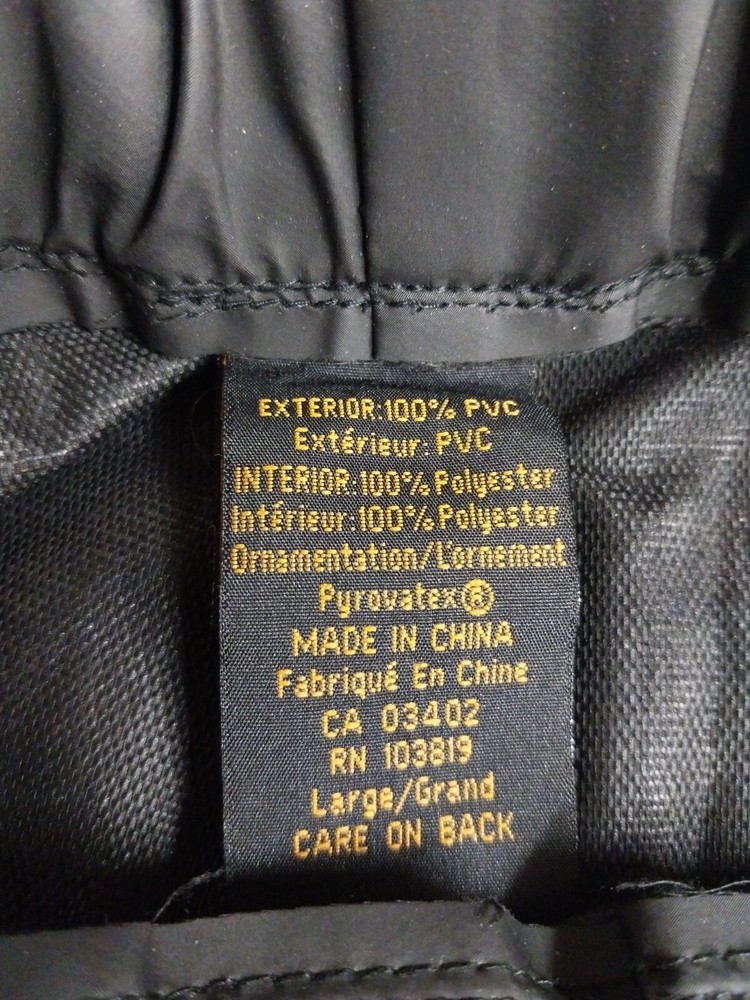 Pyrovatex Suspendered Rain Pants Size Large