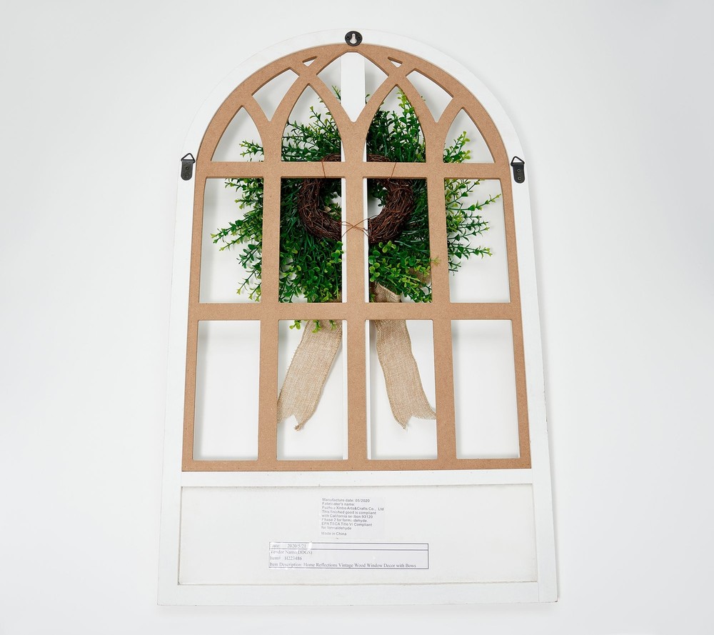 Home Reflections Vintage Wood Window Decor with Bows