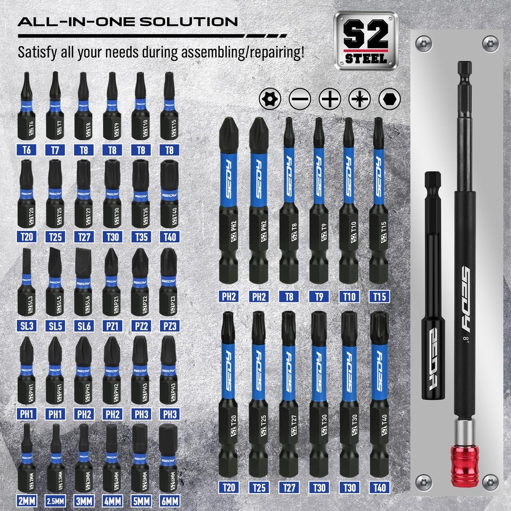 80-Piece Premium Magnetic Impact Nut Driver Set Metric & SAE with Socket...