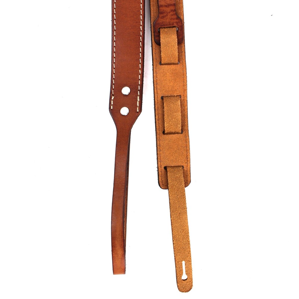 Walker & Williams M-14 Saddle Tan Premium Grain Leather Mandolin Strap