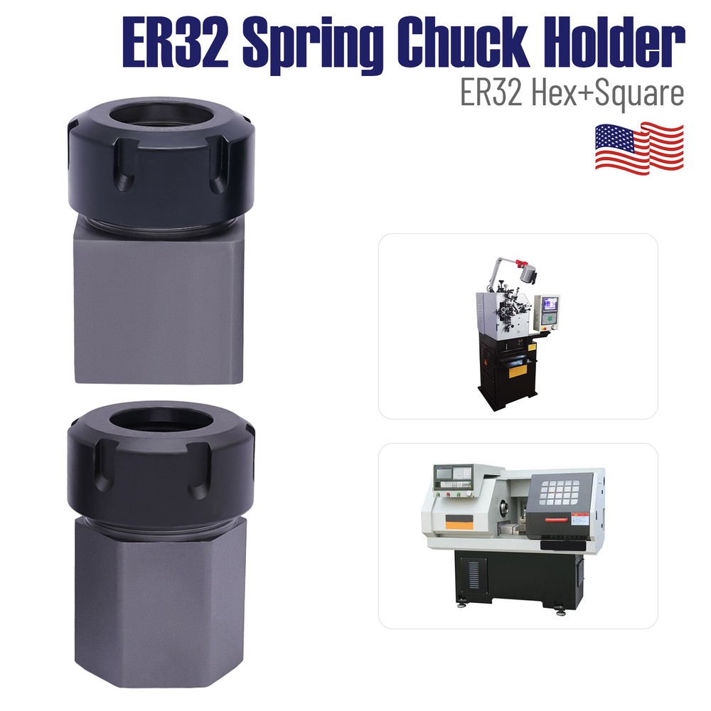 Hex & Square ER-32 Collet Block Spring Chuck Holder Set For CNC Milling Machine