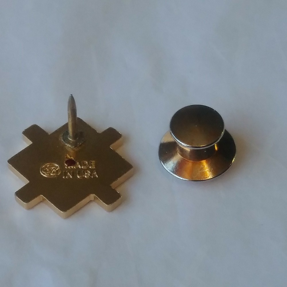 Ruby Accent Gold Color Design Metal Tie Tack