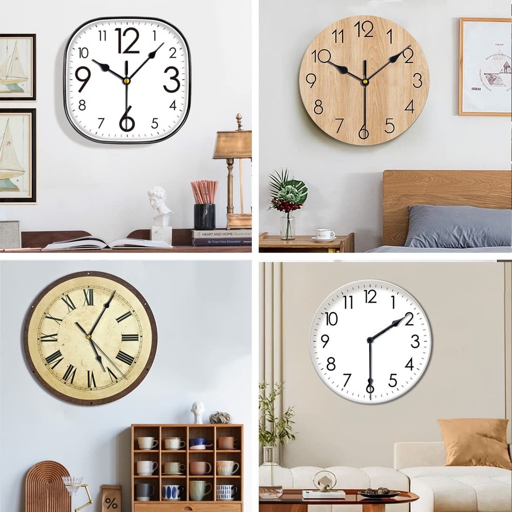 EMOON 4 Pcs Different Shaft Clock Mechanism kit with 8 Pack Black