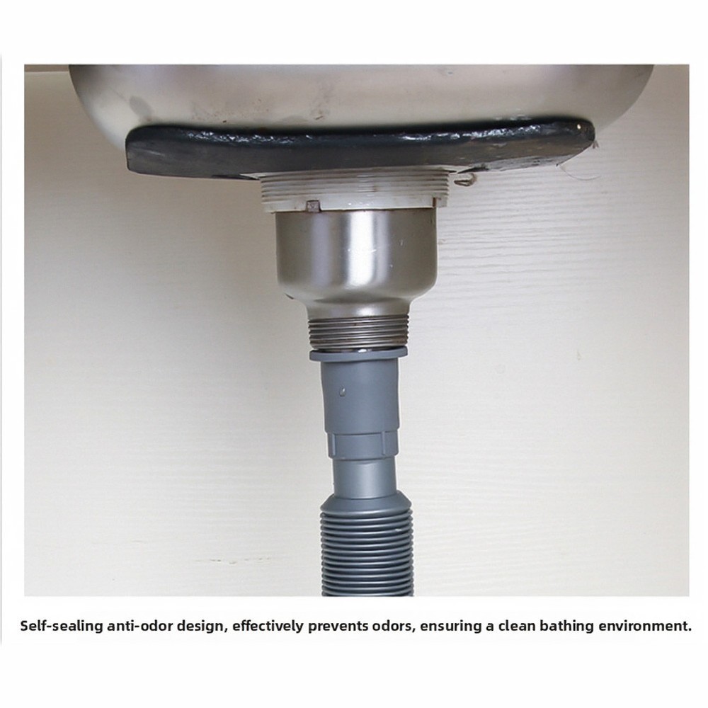 Flexible Drain Hose 2 PCS 80-90cm Extendable Plastic Pipe for Standard Sink Use