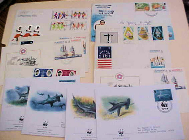 MONTSERRAT  13 FDC  1969-1995 CACHET  UNADDRESSED/ADDRESSED