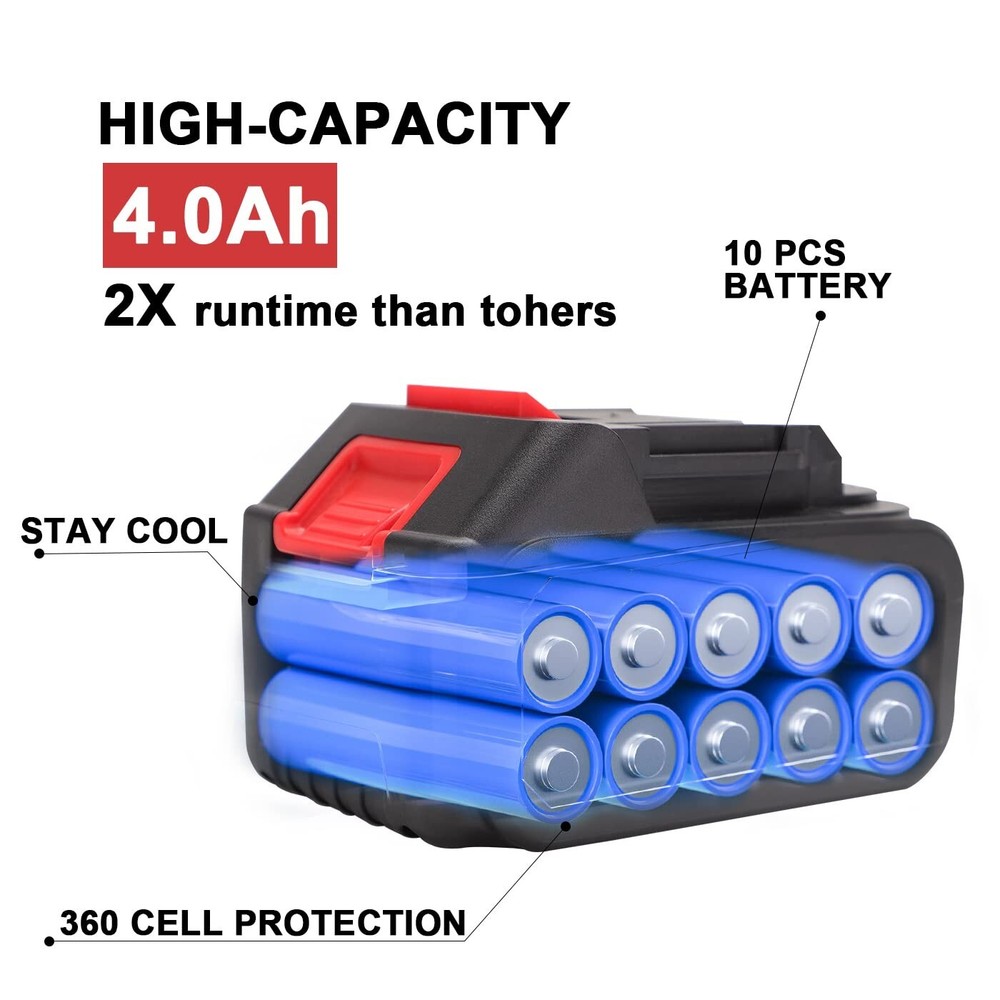 21V Lithium Battery - 4.0 Ah Battery with Charger Adapter Led Indicator