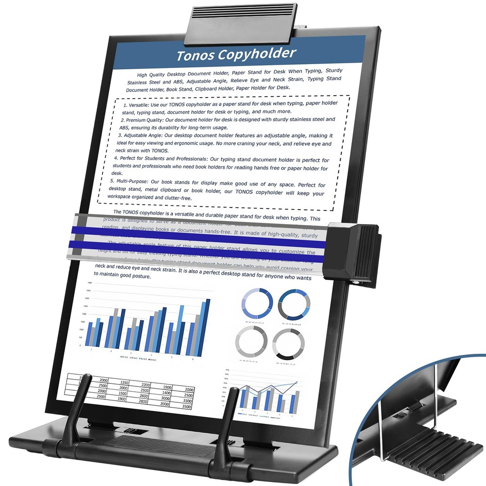 Desktop Document Book Holder w/ 7 Adjustable Positions File Organizer Copyholder