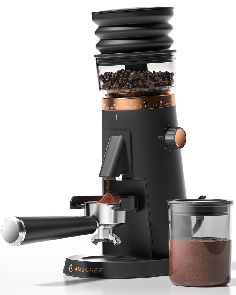 AMZCHEF Single Dose Coffee Grinder – 75 Settings 75 Grind Settings, Black