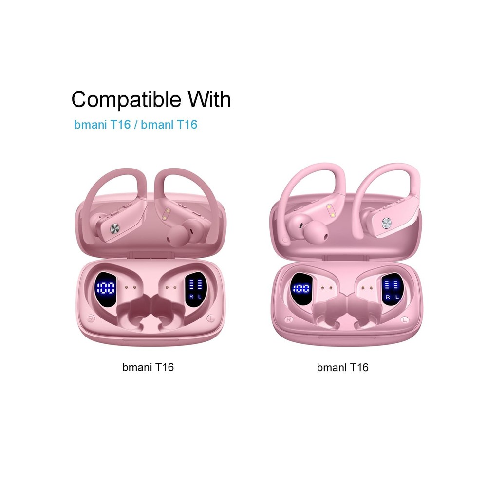 Silicone Eartips Replacement for bmani T16 / bmanl Wireless Earbuds, Pink