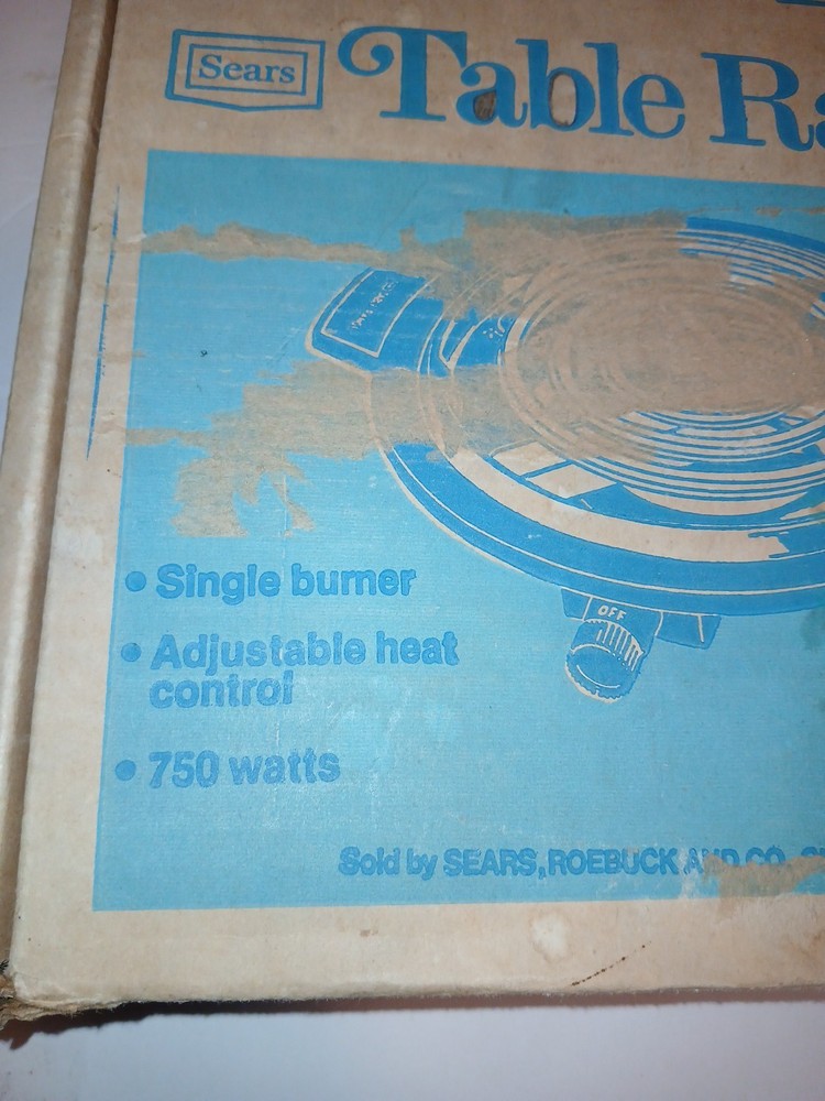 Sears Single Burner Table Range in Original Box TESTED Works Great G.U.C.