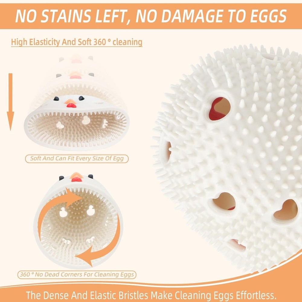 Egg Cleaner Egg Washer Egg Scrubber for Fresh Eggs 2pcs Silicone Reusable