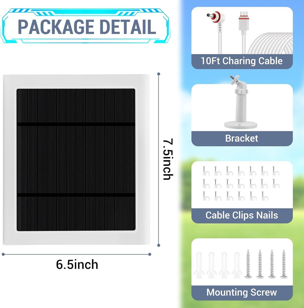 2 Pack - Solar Panel for Ring Security Camera Spotlight Cam 2