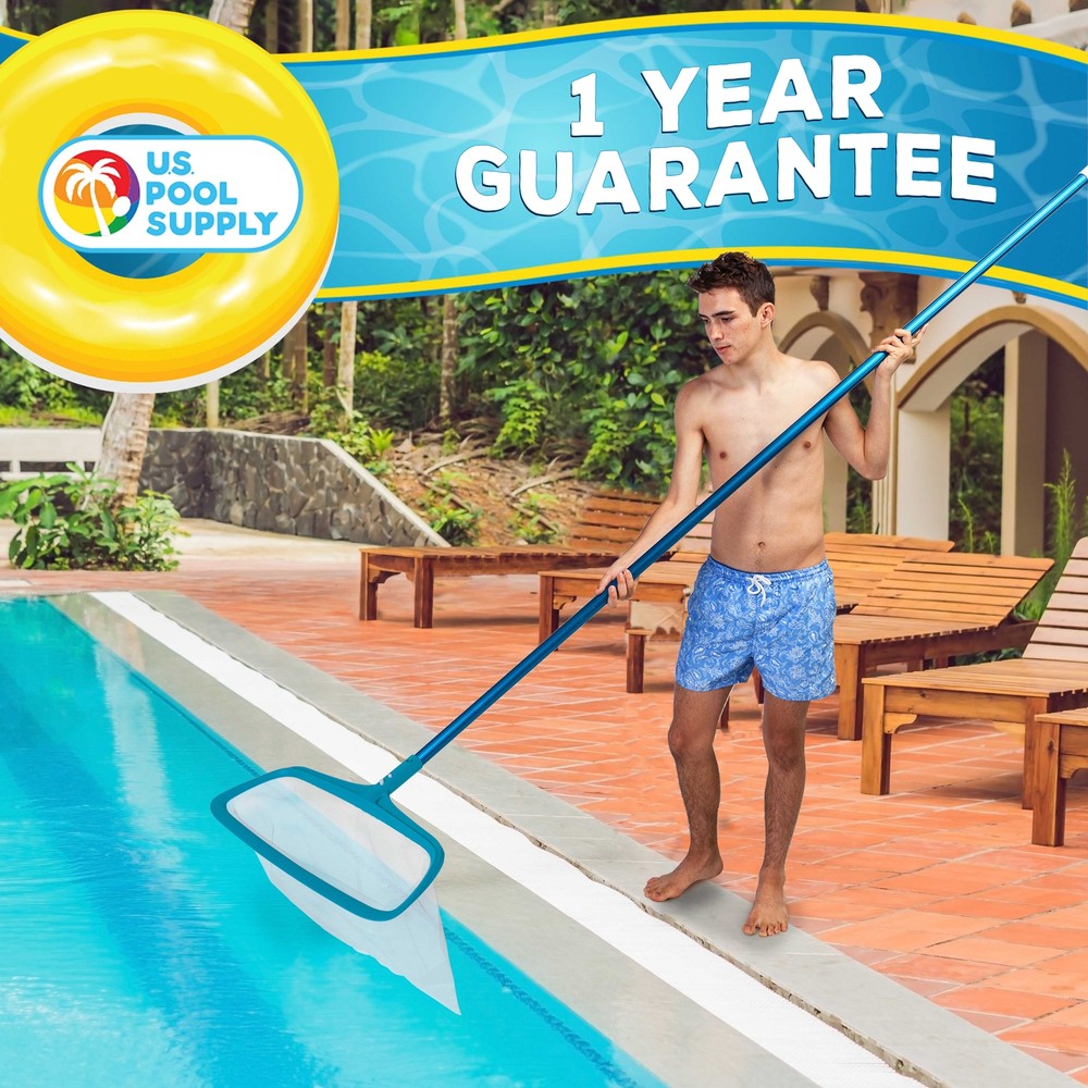 U.S. Pool Supply Pool Leaf Rake with Deep Net Bag & EZ Clip Handle