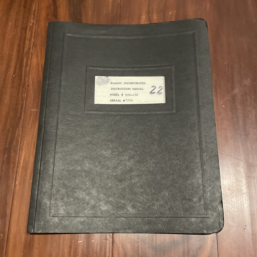Elasco Incorporated Model M20-250 Instruction Manual