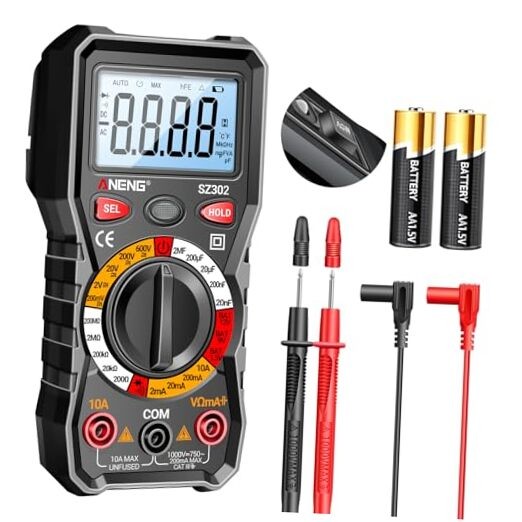 Multimeter with Backlit LCD,Ohm Volt Amp Meter,Non Contact Voltage Black